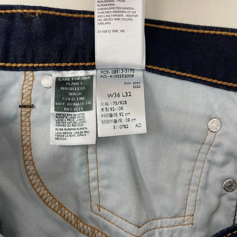 Levis 513 Jeans Mens 36x32 Blue Slim Straight Jeans Indigo Denim Cowboy Grunge